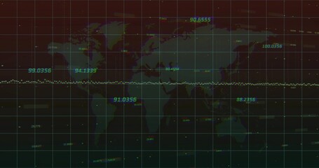 Displaying equirectangular map with gridlines and equatorial dotted data trace, glowing labels