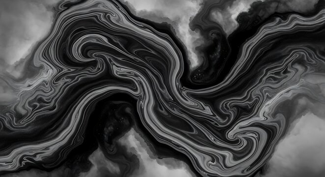 Subtle abstract black and white paint swirls mimicking ink marble patterns