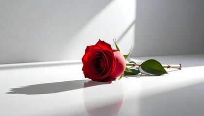 Dramatic Red Rose with Left Negative Space Ai Generated