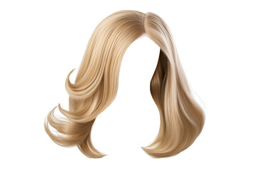 A realistic. flowing blonde hairstyle with soft waves. designed for digital applications. elegance and versatility against a clean white background
