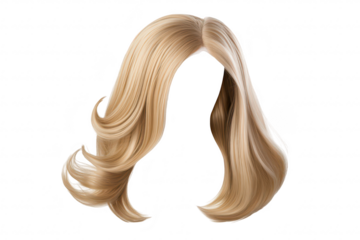 A realistic. flowing blonde hairstyle with soft waves. designed for digital applications. elegance and versatility against a clean white background