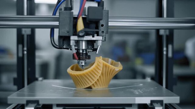 3D Printing Process Close-Up of a 3D Printer Creating a Complex Object with Precision