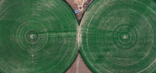Satellite View of Center Pivot Irrigation and Water Depletion Patterns in the US High Plains © Aerial View