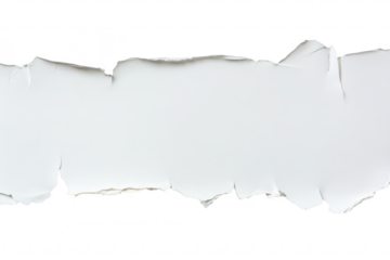 A close-up view of a torn piece of white paper revealing a clean background. ideal for creative design or presentation. texture and depth in a minimalist setting