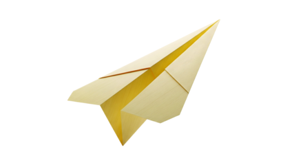 A single paper airplane soaring, evoking themes of dreams, flight, and aspiration, isolated on transparent background