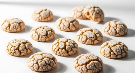 Delectable Delights: An array of golden cookies, each boasting a uniquely textured surface, presents a feast for the eyes and a promise of delightful indulgence.