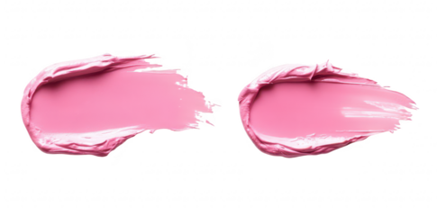 Two strokes of pink paint on a clean white background. texture and color. ideal for art and design projects or as a backdrop for creative compositions