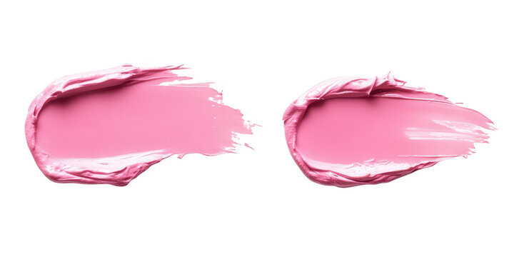 Two strokes of pink paint on a clean white background. texture and color. ideal for art and design projects or as a backdrop for creative compositions