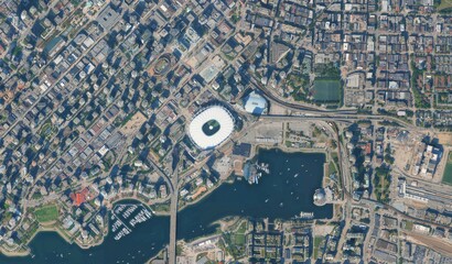 Aerial Satellite View of Major 2026 World Cup Football Stadiums in North America