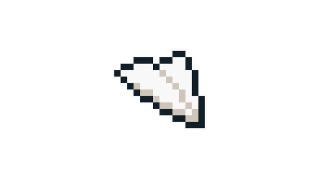 8-bit pixel art paper plane downward. looped animation 4k 30fps