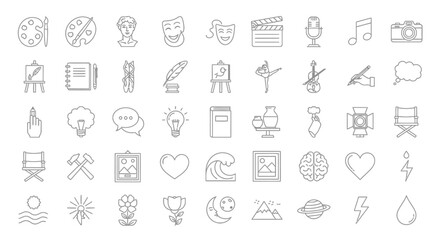 Obraz premium Collection of Creative Arts and Abstract Icons for Design Projects. Vector Illustrations. EPS Editable