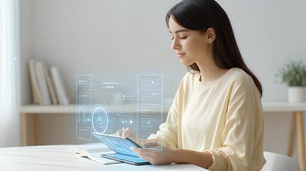 Clean Bright Workspace with Teen Using AI Educational App - Powered by Adobe