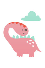 Cute scandinavian dinosaur nursery room wall art decor