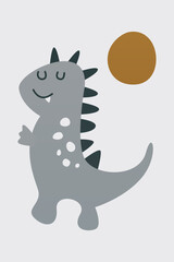 Cute scandinavian dinosaur nursery room wall art decor