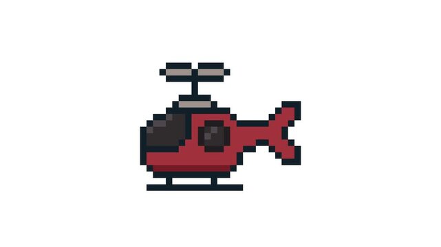 8-bit pixel art red helicopter. looped animation 4k 30fps
