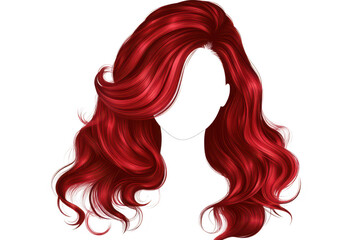 Vibrant red wavy hairstyle design featuring voluminous curls and smooth texture. suitable for fashion illustrations. beauty tutorials. and hair styling guides