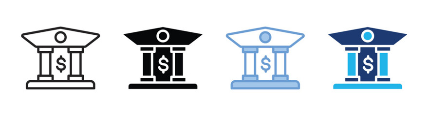 Banking icon set multiple style collection