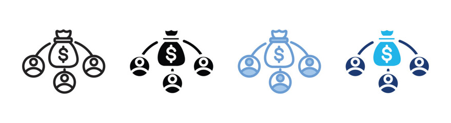 Crowdfunding icon set multiple style collection