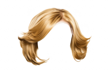 A realistic. stylish blonde wig with soft waves and volume. designed for fashion and beauty purposes. showcased against a plain white background for clear visibility