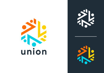 people community logo. abstract teamwork, human hub social design vector concept	
