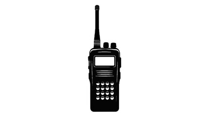 Vector illustration&nbsp;of black walkietalkie radio with antenna and keypad, essential for twoway communication and security, isolated on transparent background