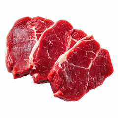Fototapeta premium Fresh Raw Beef Steak Slices with Marbling Texture, isolated on transparent background