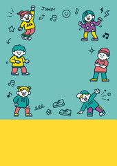 子供 ダンス 手描き 背景イラスト テキストスペース チラシ用