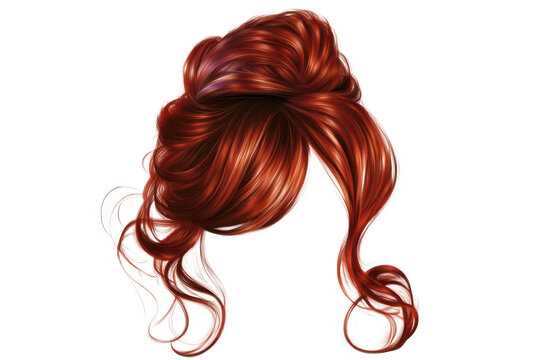 A beautifully styled red hair updo featuring soft curls and elegant twists. perfect for wedding or formal events. set against a clean white background emphasizing the hairstyles intricate details