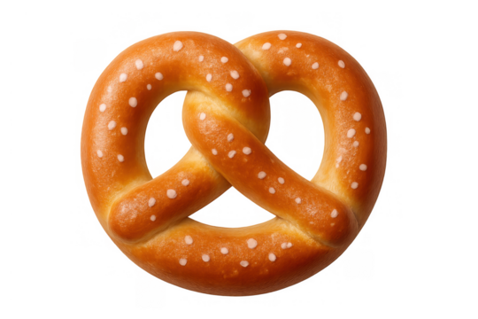 Traditional german pretzel with salt, showing a classic baked snack, perfect for oktoberfest or bakery concepts, isolated on transparent background