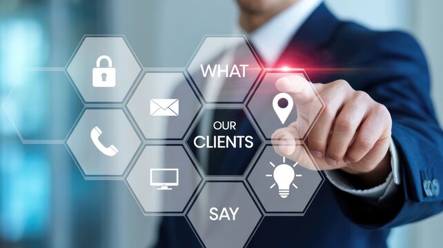 Innovative business professional using modern technology interface to connect with clients and drive success in a dynamic global market strategy