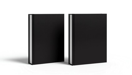 Black hardcover books mockup isolated on white bakground