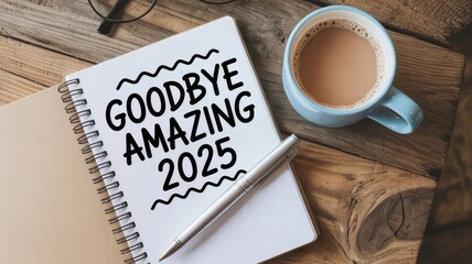 Reflecting on 2025 with coffee, capturing memories in a journal, planning a fresh start, creative review, inspiration for new year, positive vibes and looking back