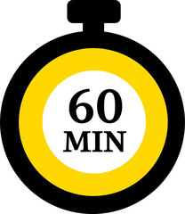 Stopwatch Icon Indicating Sixty Minutes Countdown