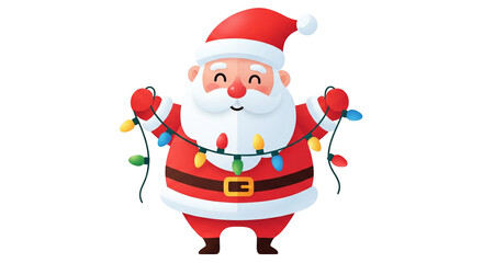 Fototapeta premium Santa Claus with Christmas Lights – Transparent Background