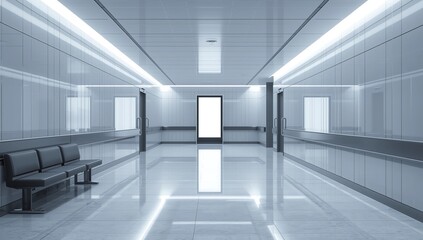 Billboard stand mock up on the underground subway station. 3d illustration