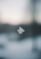 Modern Frozen Snowflake Macro Detail - Winter Season Abstract Pattern