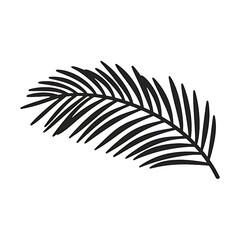 Flat black & white outline of a palm leaf swaying in the summer breeze