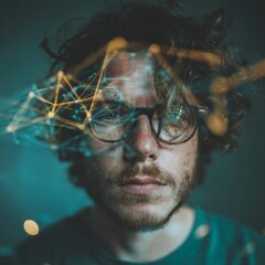 Effortless charm: capturing a moment of fashion in green. Intelligent network. Charming brunette in forest green, surrounded by natureâ€™s hue. Ai interface. Tech ecosystem.