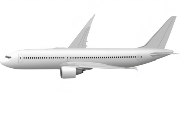 A sleek. modern airplane model its aerodynamic design. positioned against a transparent background. ideal for aviation-related projects or travel-themed graphics