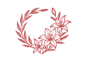 Lily flower hand drawn simple sketch vector illustration