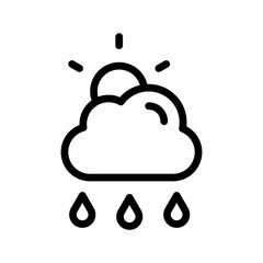 Rainy Cloudy Day Elegant Icon Set, Collection of Minimal and Modern Weather Icons for Apps and Design Projects