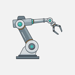 Robotic arm with gripper on a white background.