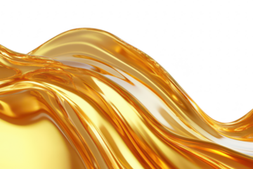 A smooth. flowing wave of golden liquid glistens under soft lighting. creating an elegant and luxurious ambiance. ideal for backgrounds in beauty or culinary contexts