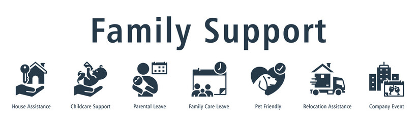 Family Support Web Banner Filled icon vector illustration concept with icon of 