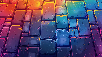 Colorful Cobblestone Path Texture Pixel Art