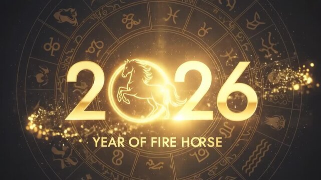 Golden Fire Horse 2026 Year with Zodiac Signs