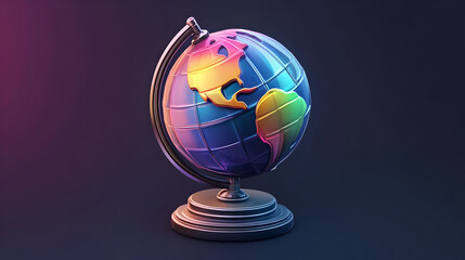 Colorful Pixel Art Globe on Dark Background