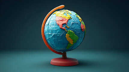 Colorful Pixel Art Globe on Dark Teal Background