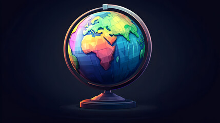 Colorful Pixel Art Globe on Dark Background
