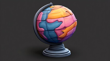 Colorful Pixel Art Globe on Stand